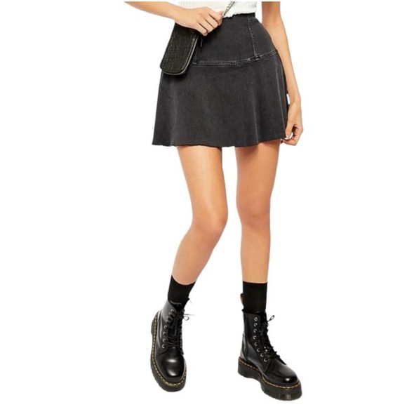 Free People Dresses & Skirts - We The Free Black Acid Wash Denim Mini Skirt Black Size: 12